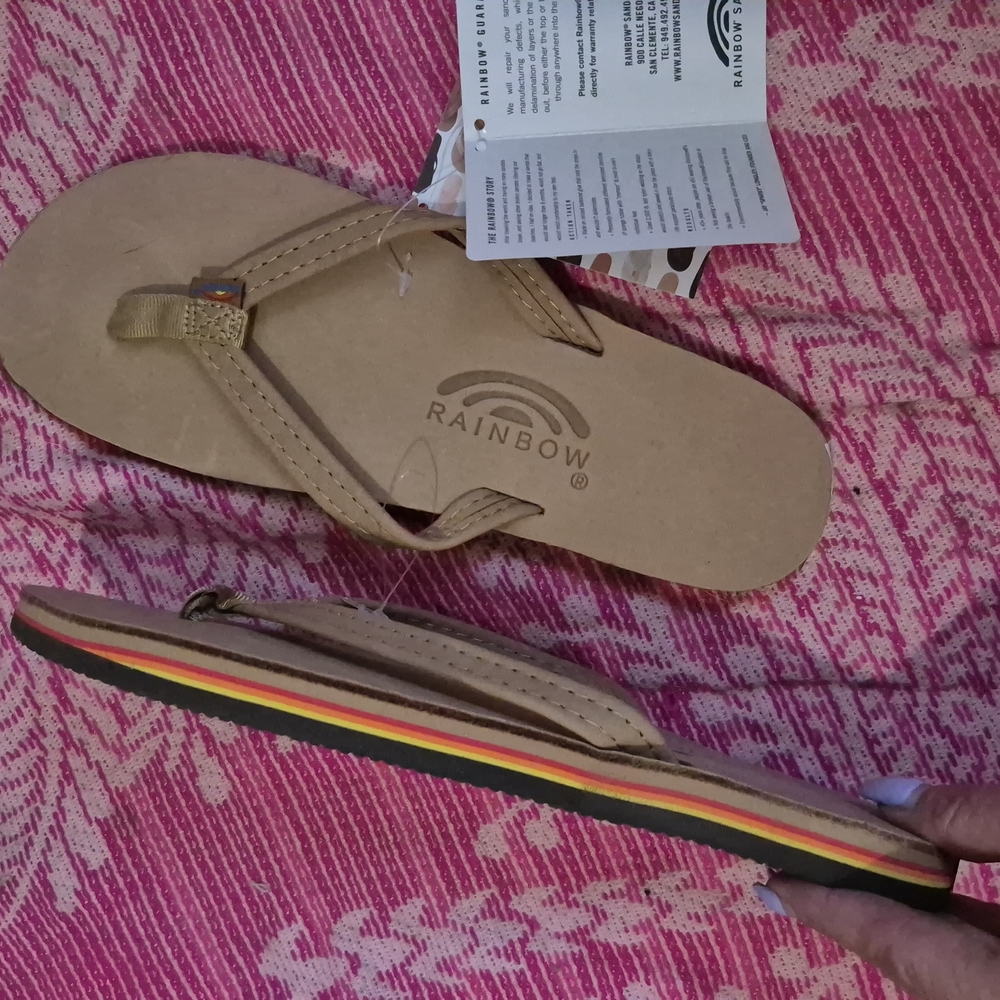 Rainbow Sandals Tan Flip Flops